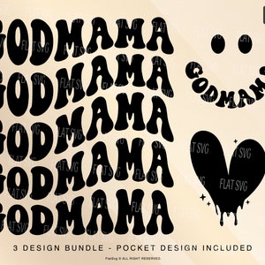 Godmama Svg Png, Batismo Mãe Svg, Citação de Mãe, Dizendo Madrinha, Mãe Svg, Dia das Mães Svg, Arquivo de corte de sublimação Svg empilhado ondulado