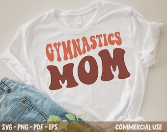 Gymnastics Mom Svg Png, Gymnastics svg, Gymnastics quote, Sports svg, Tumbling svg, Boho and Wavy Stacked style, For Cutting, Shirt etc.