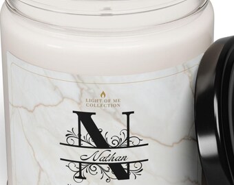 N, Regalo motivacional personalizado / Vela de cera de soja natural perfumada personalizada / Decoración del hogar única y personalizable con monograma / Regalo navideño