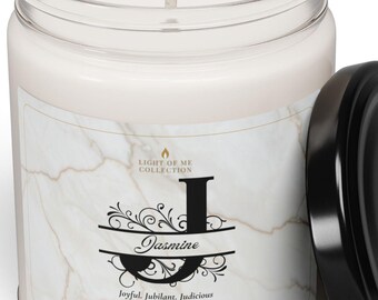 J, Regalo motivacional personalizado / Vela de cera de soja natural con aroma personalizado / Decoración del hogar única y personalizable con monograma / Regalo navideño