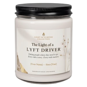 Lyft Driver Gift Candle | Personalized Scented Candle | Custom Driver Career Appreciation Present
