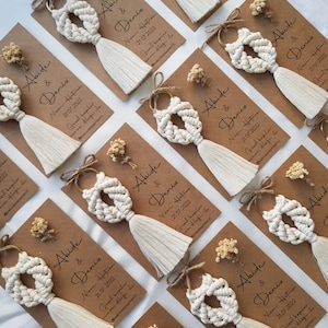 Special Wedding Gift Macrame Flower Detailed Keychain, Bohemian Inspired Keychains, Bachelorette Gift, Personalized Wedding Candy Favors
