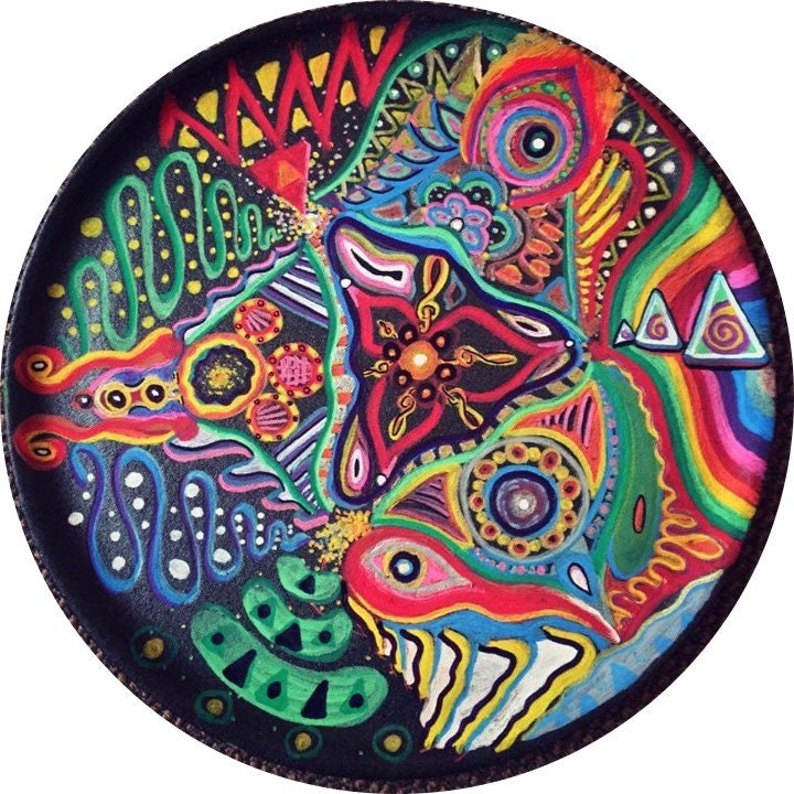 Oeuvre Originale Carton à Pizza Psychédélique