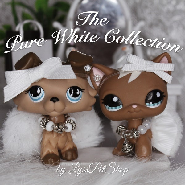 The Pure White Collection - 8 PC Littlest Pet Shop Clothing Set (Necklaces, Skirts, Bows)