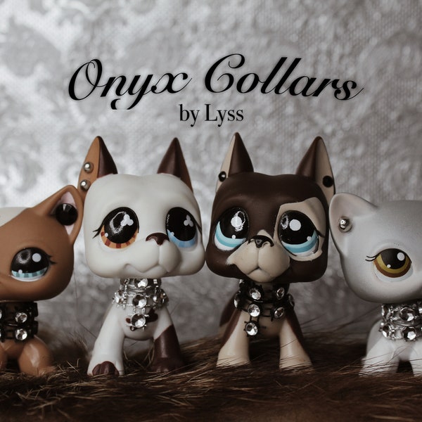 Onyx Collars - 4 PC Littlest Pet Shop Clothing Set (Gem collars, necklaces)