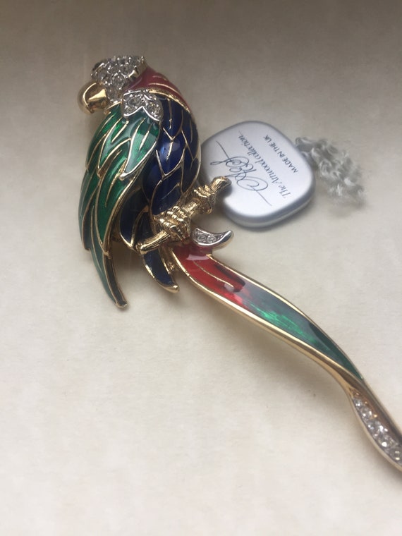 Vintage Attwood & Sawyer large parrot brooch. - image 5