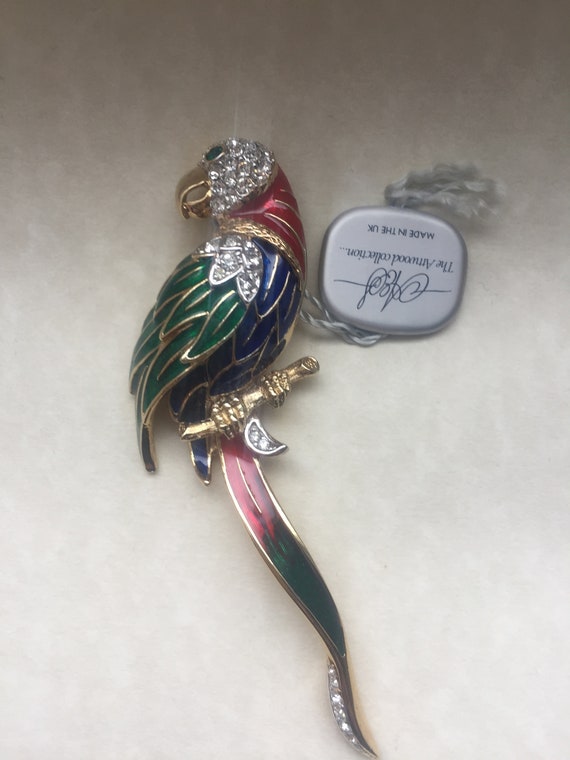 Vintage Attwood & Sawyer large parrot brooch. - image 4