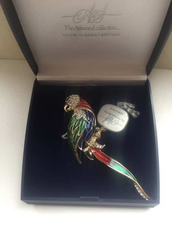 Vintage Attwood & Sawyer large parrot brooch. - image 8