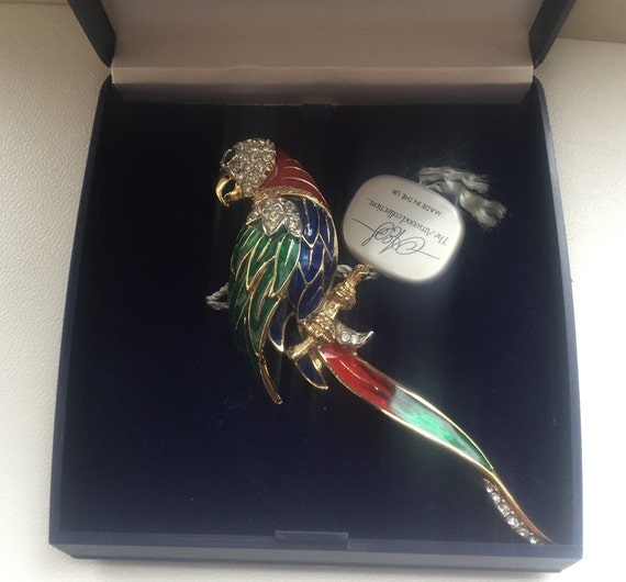 Vintage Attwood & Sawyer large parrot brooch. - image 1