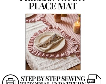 Patrón de costura para mantel individual con corazón con volantes / Mantel de estilo cottagecore (Descarga digital en PDF)