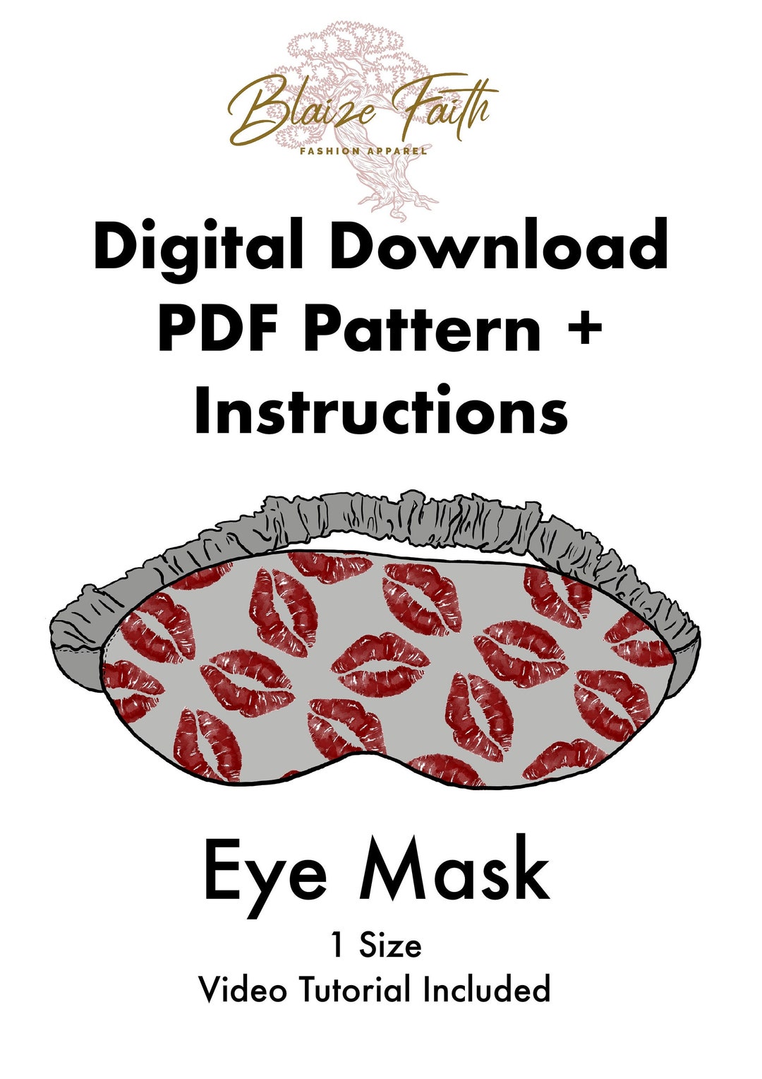 BEST Sleep Eye Mask Sewing Pattern, Fits All, Digital Download, Beginner Sewing Project, Video