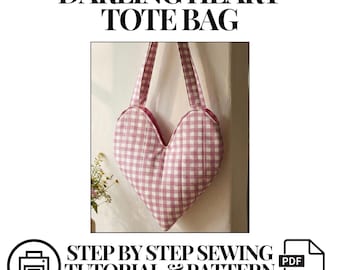 Herz Tasche Schnittmuster PDF | Gesteppte Einkaufstasche Digital Download | A4 druckbare Vorlage | Romantischer Stil | Anfängerfreundlich