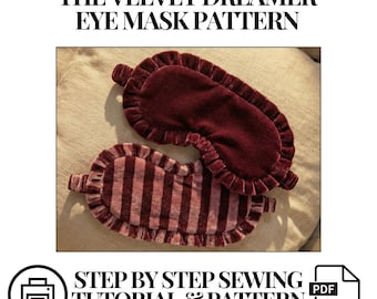 Velvet Frilled Eye Mask Sewing Pattern | DIY Sleep Mask (A4 PDF)