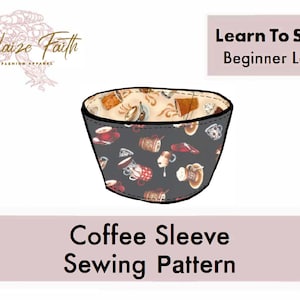 BEST Kaffee Ärmel Digitales PDF-Schnittmuster, Video-Tutorial, Schritt für Schritt-Anleitung, Anfängermuster, schnelle kostenlose Lieferung in Großbritannien