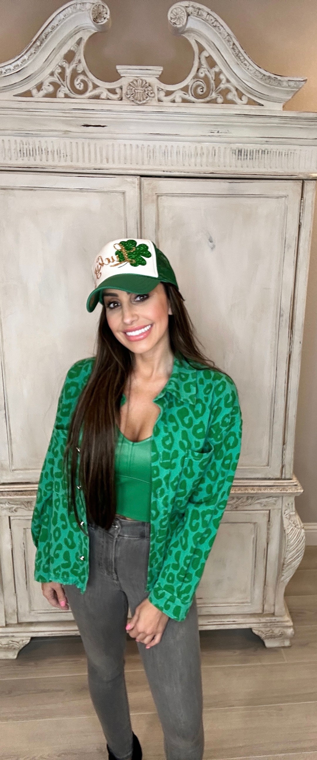 Women's Emerald Green Leopard Jacket Top Etsy