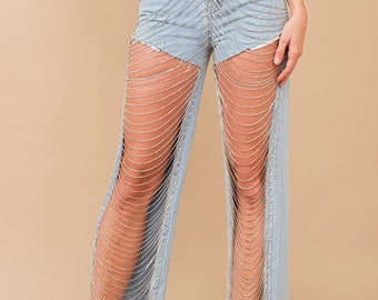 women’s rhinestone bling jeans. Bling concert jeans.