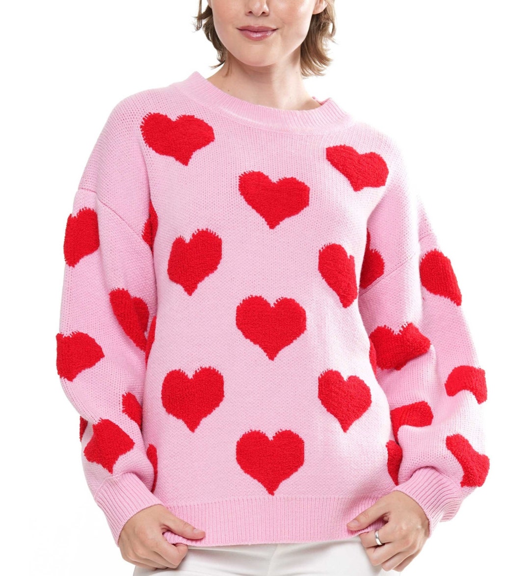 Womens Why Pink and Red Heart Sweater. Valentines Heart Etsy