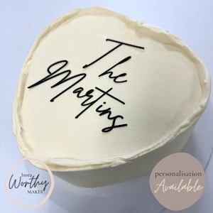Personalised Wedding Cake Charm, The 'Surname, Cursive Heart Cake