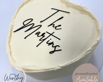 Personalised Wedding Cake Charm, The 'Surname, Cursive Heart Cake