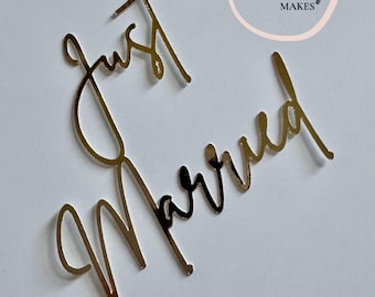 Just Married Cursive Cake Charm, Wedding Cake
