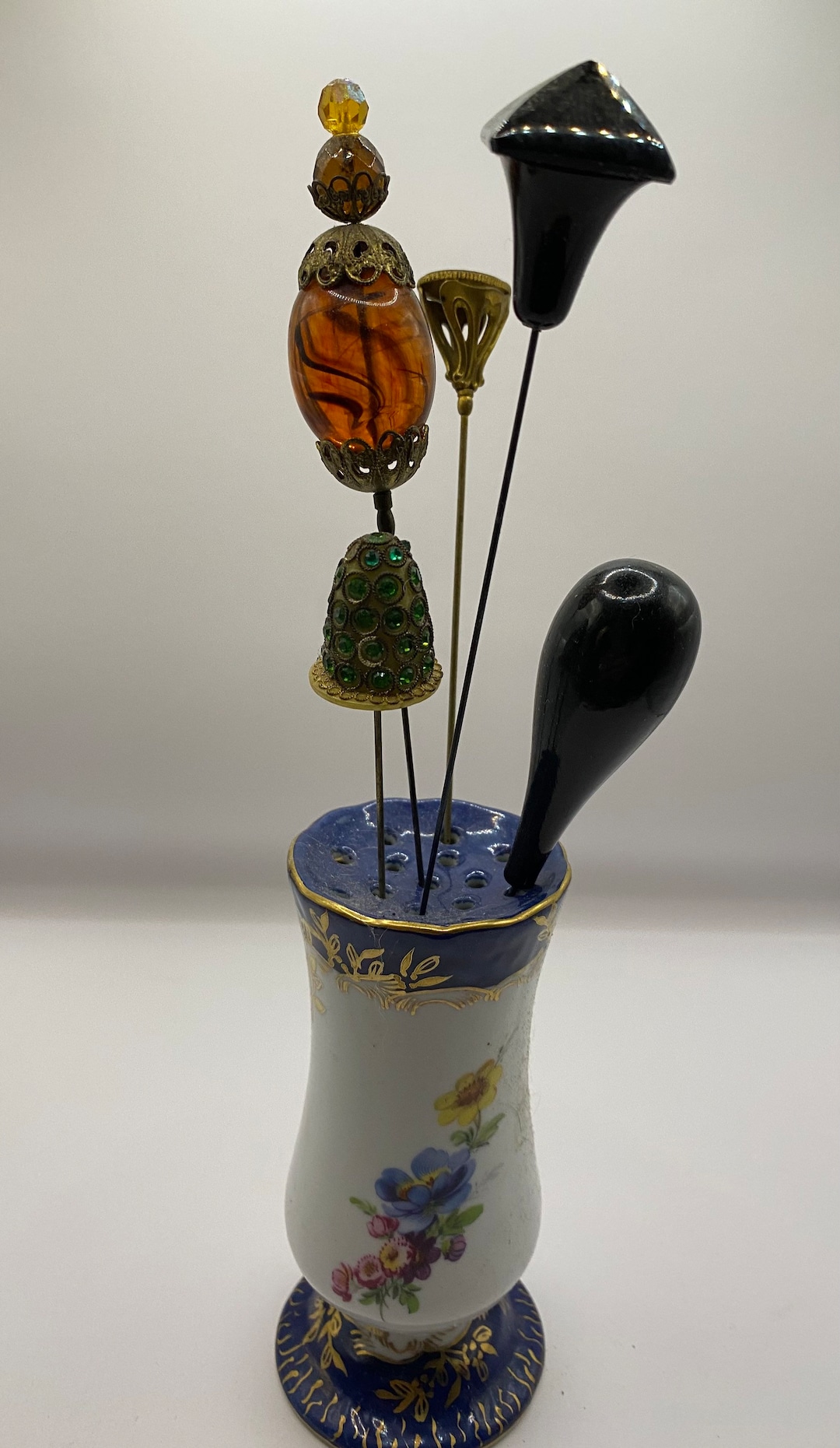 Limoges Hat Pin Holder With Five Hat Pins Etsy