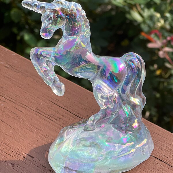 Fenton Crystal Carnival Mystical Unicorn Figurine by Mosser