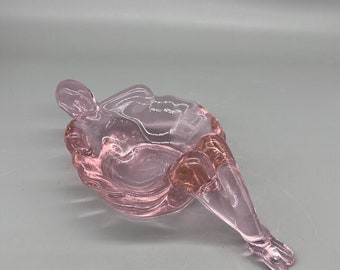 Bathing Beauty Soap Dish / Trinket Dish Rose Pink Carnival By Mosser Glass