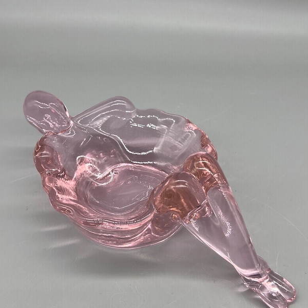 Bathing Beauty Soap Dish / Trinket Dish Rose Pink Carnival By Mosser Glass