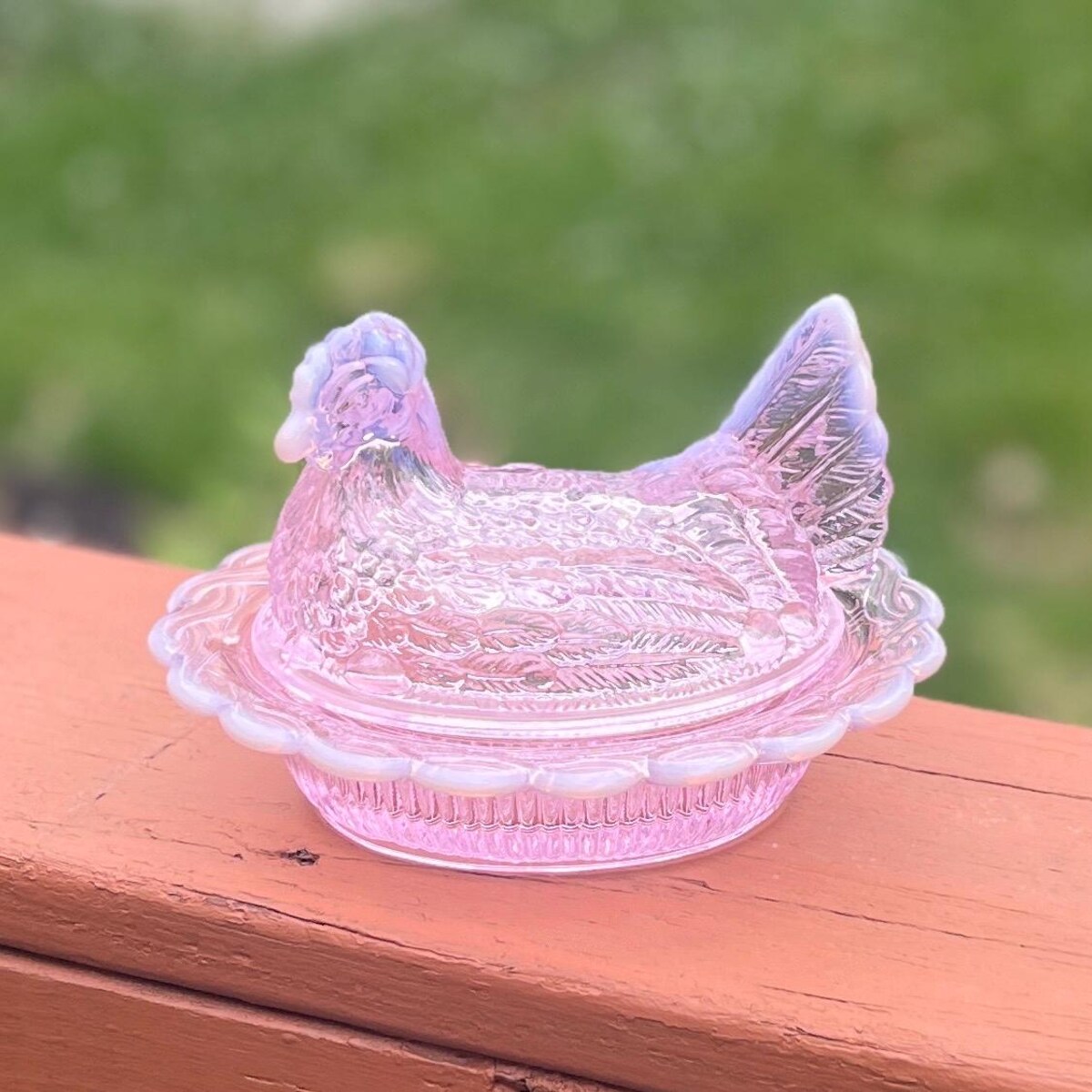 Mosser Glass Hen on Nest Pink Opalescent 6.5” Covered Dish Handcrafted Collectible - Etsy
