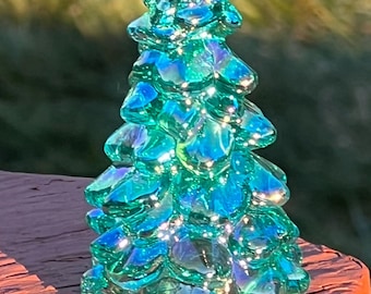 Albero di Natale per le feste, 2,75" in vetro di carnevale color verde acqua, Mosser USA, medio