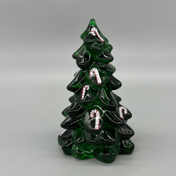 Christmas Holiday Tree Hunter Green With Candy Canes 5 1/2” By Mosser