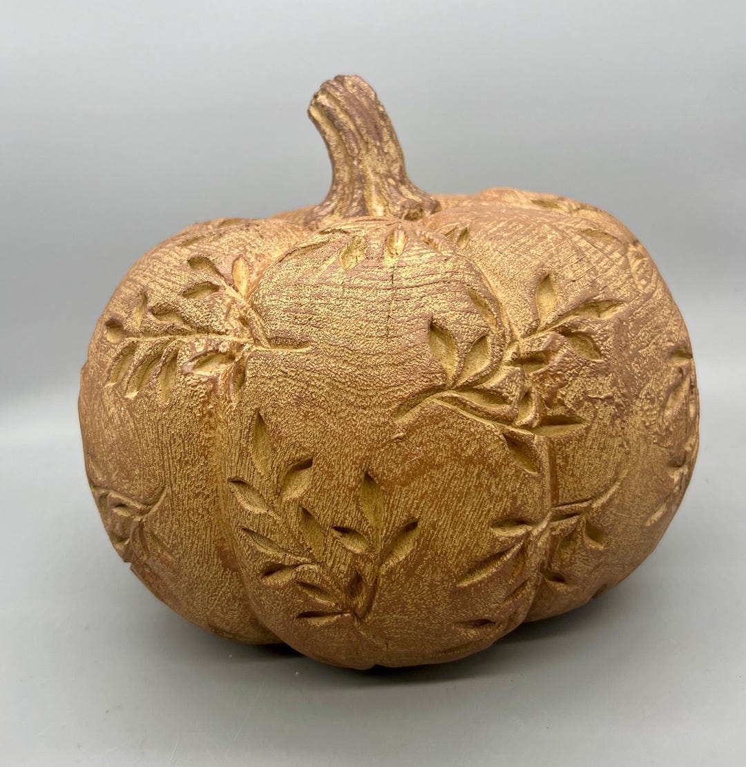 Carved Leaf Pattern Decorative Pumpkin 8.5” - Etsy