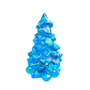 Christmas Holiday Tree 5 1/2” Buffett Blue Glass By Mosser