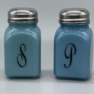Mosser Glass Georgia Blue Vintage Style Monogrammed Salt & Pepper Shakers