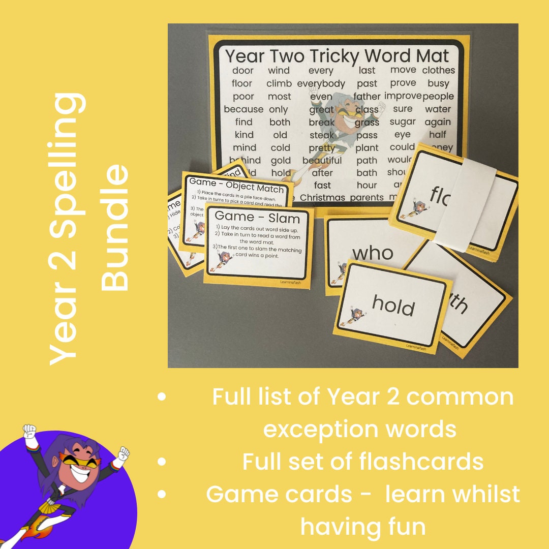 Spellings/ Tricky Word Mat and Flashcard Bundle - Etsy