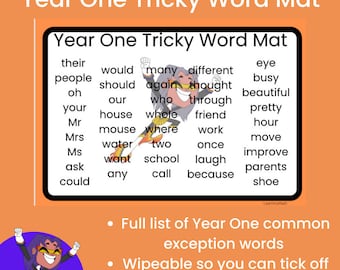 Year One Tricky Word/ Common Exception Word Mat