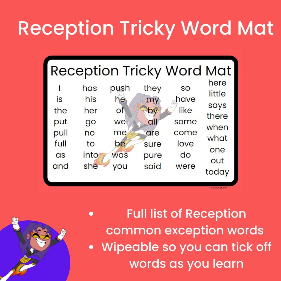 Reception Tricky Word Mat Reading and Spelling Etsy