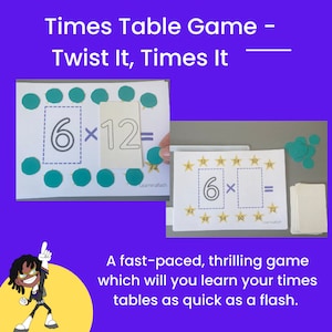 Twist It, Times It: el divertido y atractivo juego de cartas de mesa Times para niños. Juego de multiplicación.
