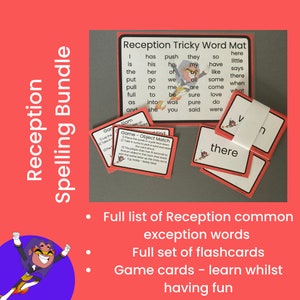 Réception/ensemble d'orthographe et de lecture EYFS - Mot délicat/tapis de mots d'exception commune, cartes mémoire et jeux