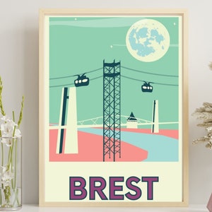 Poster Brest | Modern décor| Illustration| Minimalist| Finistère | Brittany| France