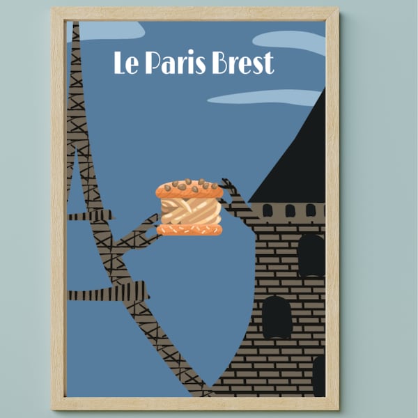 Affiche Paris Brest | illustration minimaliste Paris Brest| Affiche cadeau | Idée cadeau | poster paris brest | Affiche moderne | Tendances