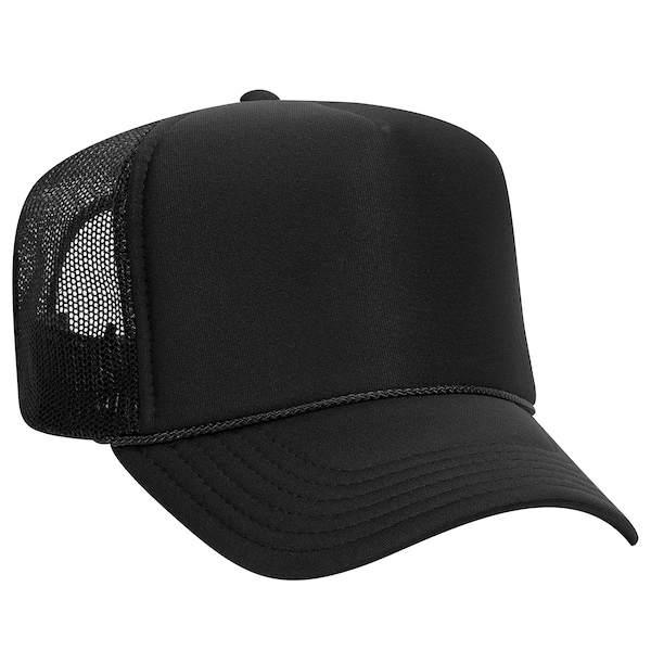 12 x Blank 5 Panel High Crown Mesh Back Trucker Hat (12 Pcs)