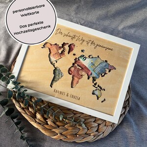 Hochzeitsgeschenk personalisiert | Geldgeschenk | Weltkarte personalisiertes Geschenk | Brautpaar Hochzeit Verlobung