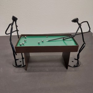 Metal Figures Playing Billiards / Pool