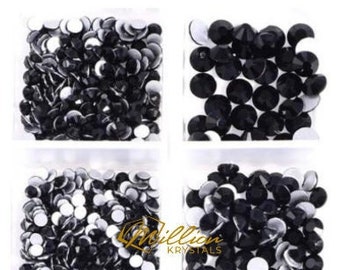 Jet Black Flatback Glass Non Hotfix Rhinestones Multi-Sized SS06 - SS20 ( 2.0mm - 5.0mm) 1200 Rhinestones