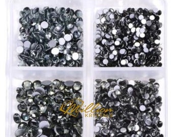 Black Diamond Glass Flatback Rhinestones Non Hotfix - Multi-Sized  SS06-SS20 (2.0mm-5.0mm) 1200 Rhinestones