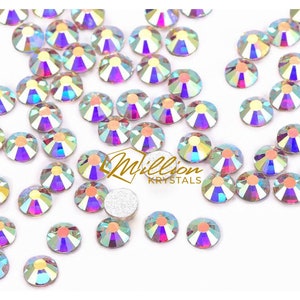 Crystal AB Flatback Glass Non Hotfix Rhinestones - 1440 pcs-10 Gross Choose from SS03 thru SS20 (1.4mm - 5.0mm)