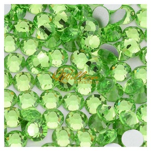 Light Peridot Flatback Glass Non Hotfix Rhinestones 1440 pcs-10 Gross Choose From SS03 thru SS20 (1.4mm - 5.0mm)