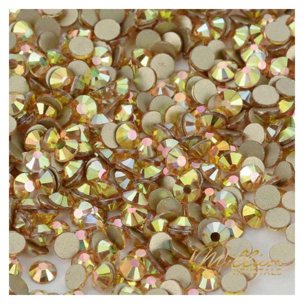 Golden Sunshine Flatback Glass Non Hotfix Rhinestones 1440 pcs-10 Gross Choose From SS03 thru SS20 (1.4mm - 5.0mm)