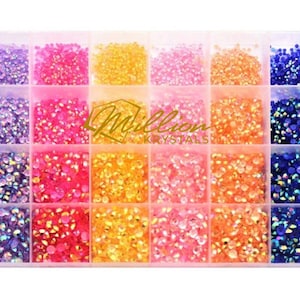 Transparent Bottom Flatback AB Resin Jelly Rhinestone Mixed Colors  Multi Sizes SS06 (2mm)10SS(3mm)16SS(4mm)20SS(5mm) 12000 Pieces